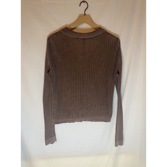 Hello Nite Waffle Knit Sweater Jacket Short Brown Size M - Picture 2 of 3
